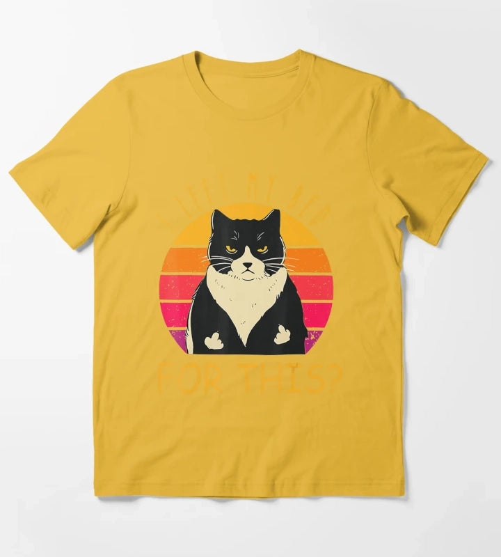 Funny Vintage Black Cat I Left My Bed For This T-Shirt Yellow