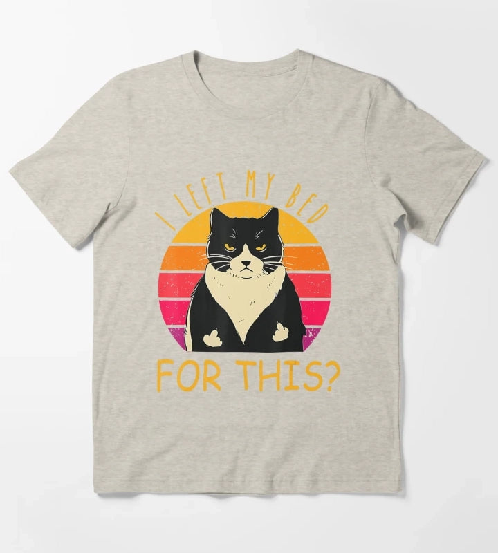 Funny Vintage Black Cat I Left My Bed For This T-Shirt Cream