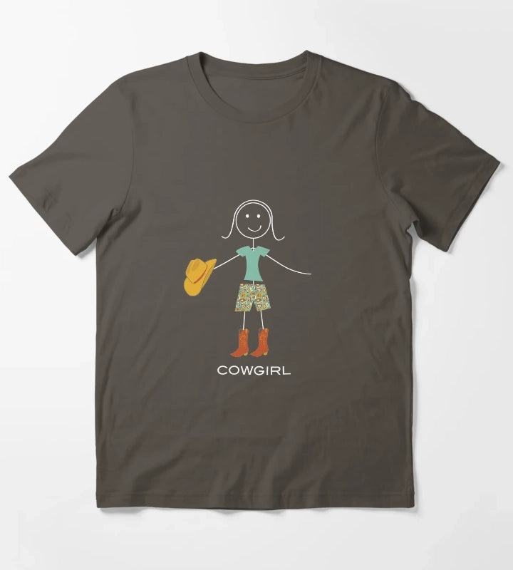 Funny Womens Cowgirl T-Shirt Dark Grey