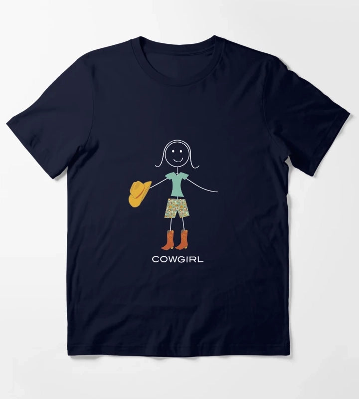 Funny Womens Cowgirl T-Shirt Navy
