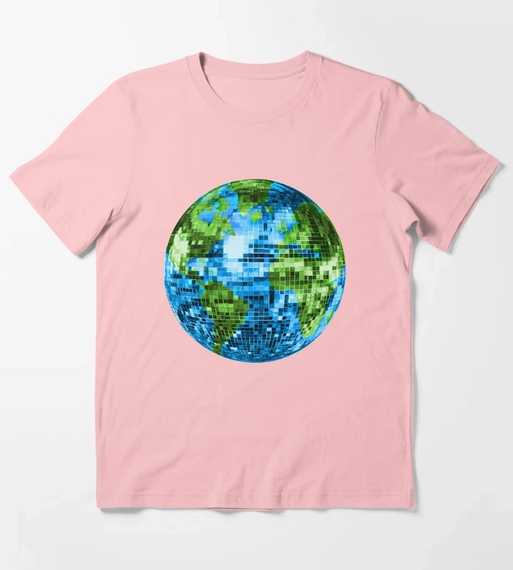 Galactic Disco Ball Planet Earth T-Shirt Dark Grey
