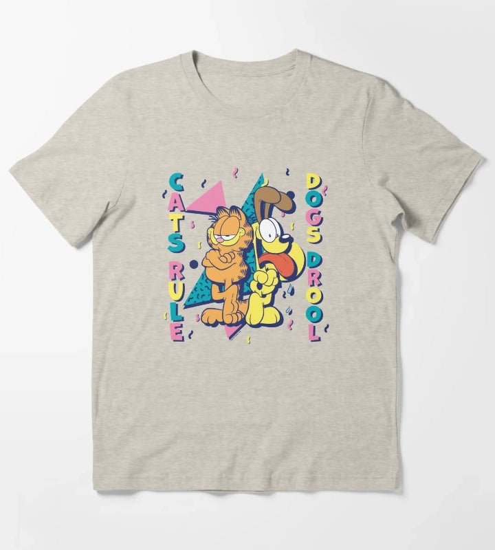 Garfield And Odie Cats Rule Dogs Drool T-Shirt Cream