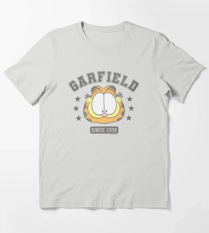 Garfield Big Face College Tee Since 1978 T-Shirt Light Grey