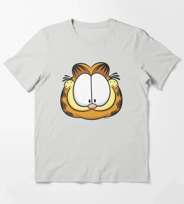 Garfield Big Face Smiling T-Shirt Light Grey