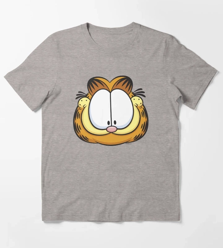 Garfield Big Face Smiling T-Shirt Heather Grey