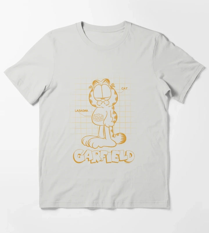 Garfield Cat Schematic Lasagna Poster T-Shirt Light Grey