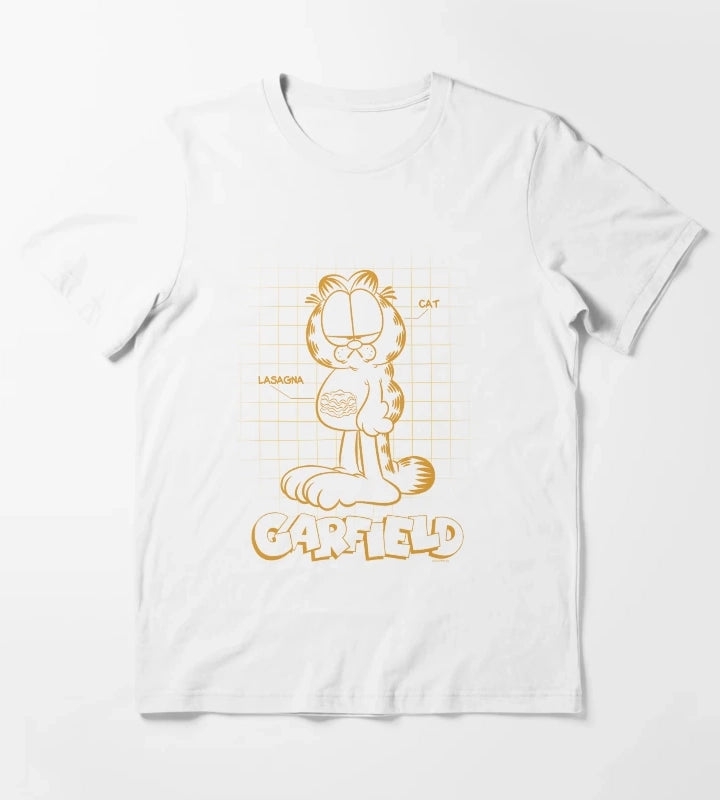 Garfield Cat Schematic Lasagna Poster T-Shirt White