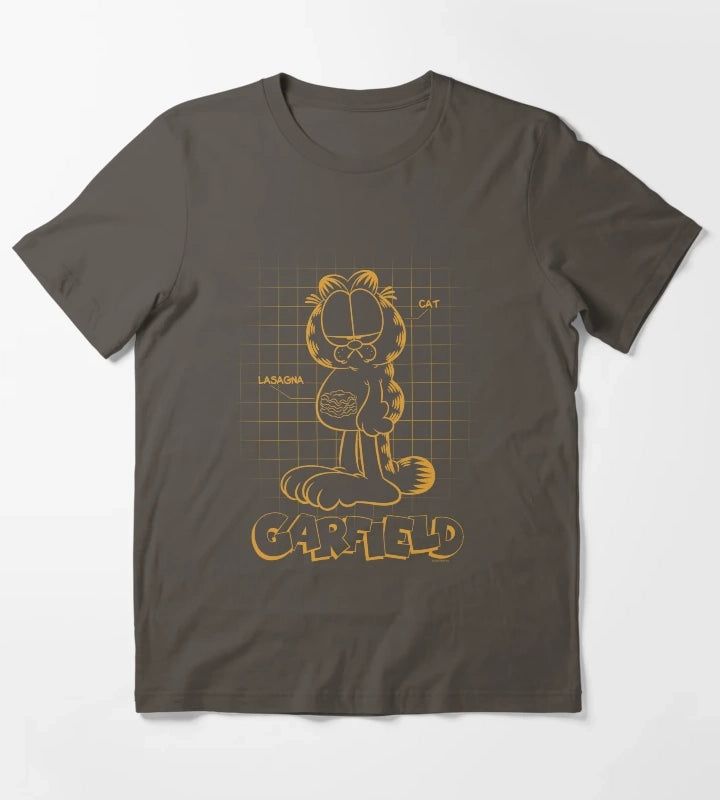 Garfield Cat Schematic Lasagna Poster T-Shirt Dark Grey