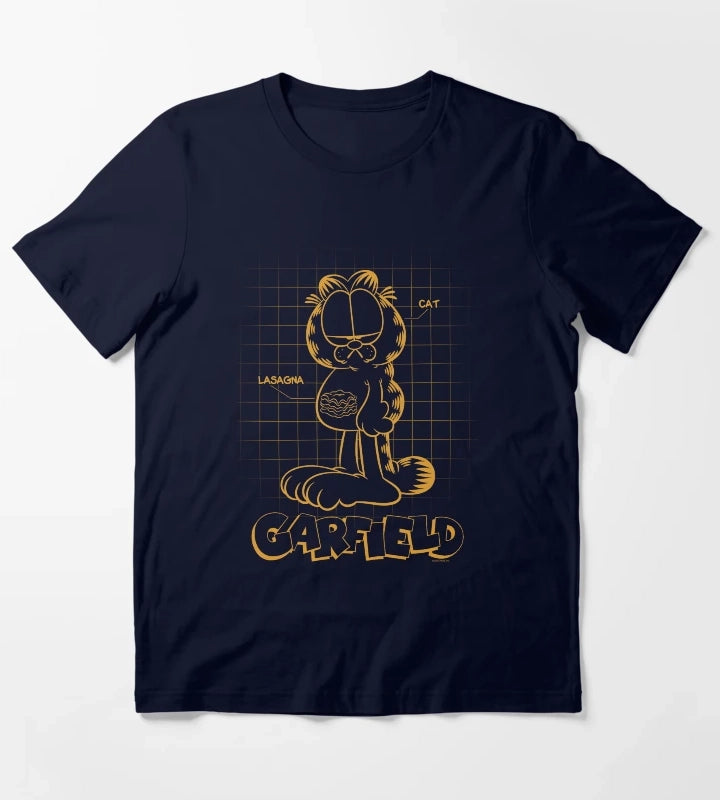 Garfield Cat Schematic Lasagna Poster T-Shirt Navy