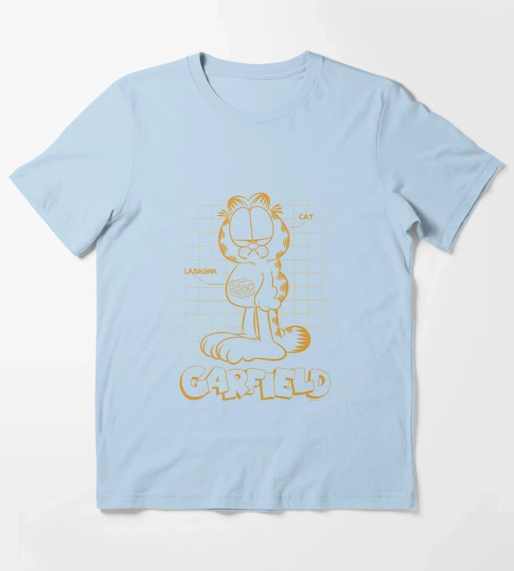 Garfield Cat Schematic Lasagna Poster T-Shirt Sky Blue