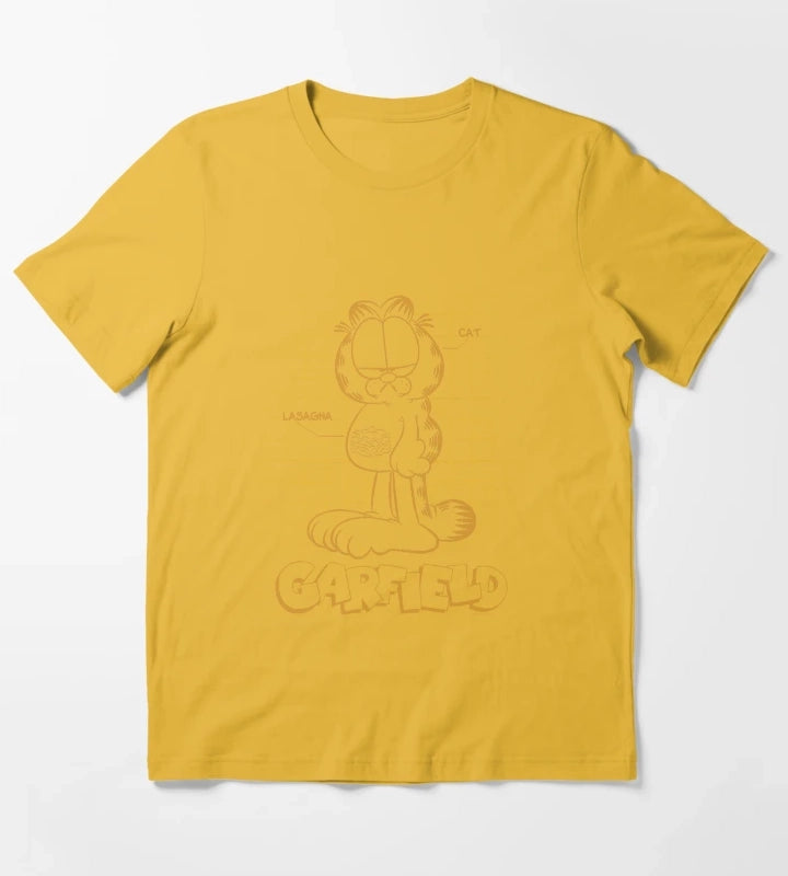 Garfield Cat Schematic Lasagna Poster T-Shirt Yellow