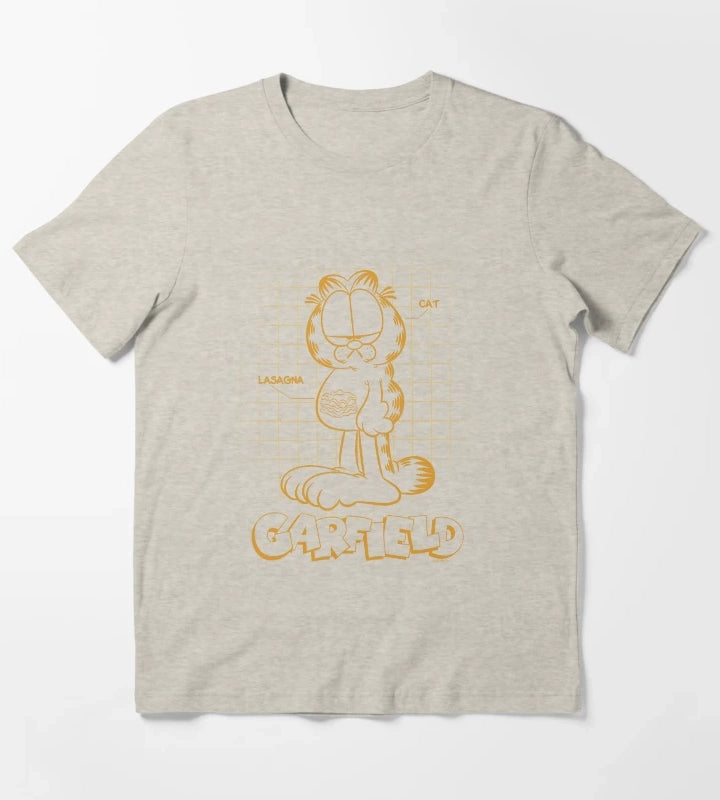 Garfield Cat Schematic Lasagna Poster T-Shirt Cream