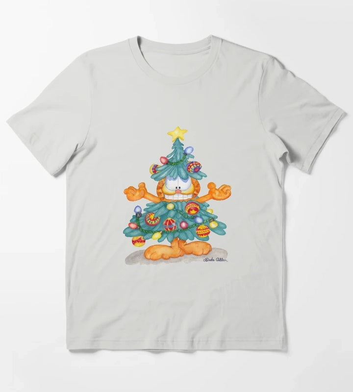 Garfield Christmas Print T-Shirt Light Grey