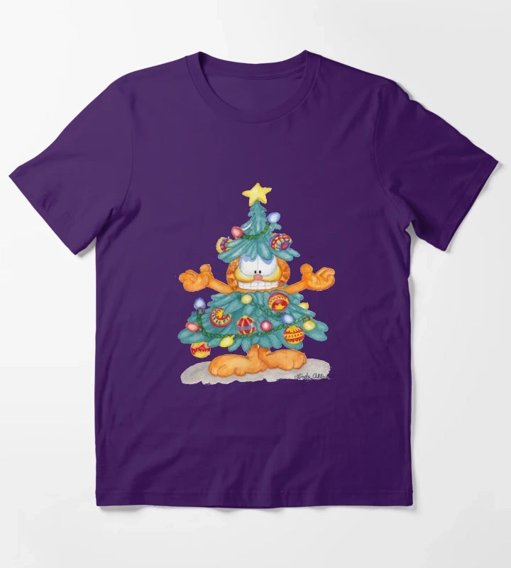 Garfield Christmas Print T-Shirt Purple