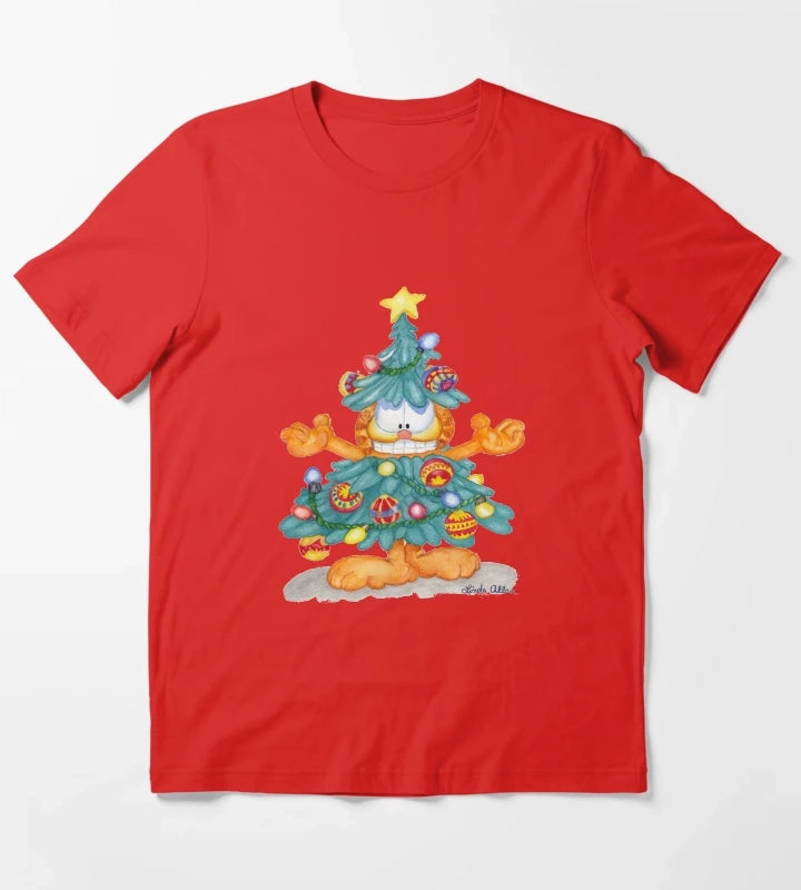 Garfield Christmas Print T-Shirt Red