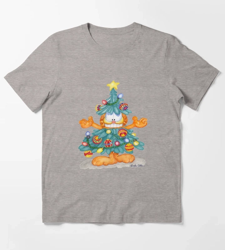Garfield Christmas Print T-Shirt Heather Grey
