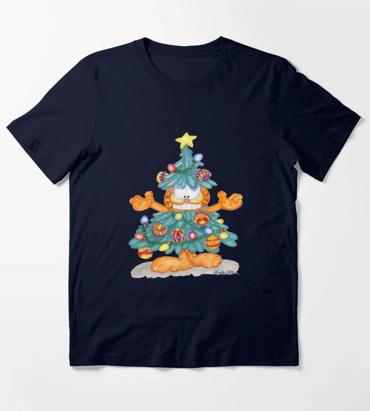 Garfield Christmas Print T-Shirt Navy