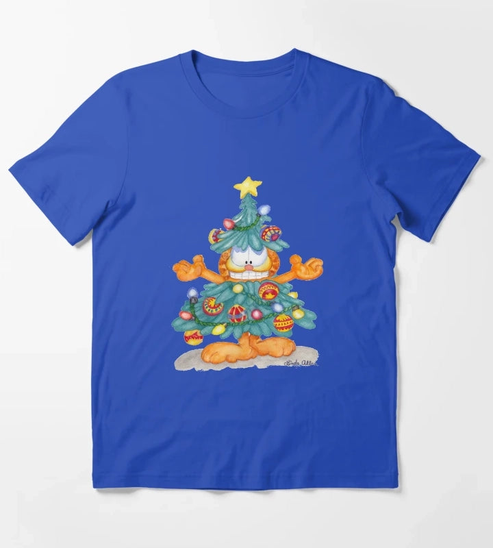 Garfield Christmas Print T-Shirt Blue