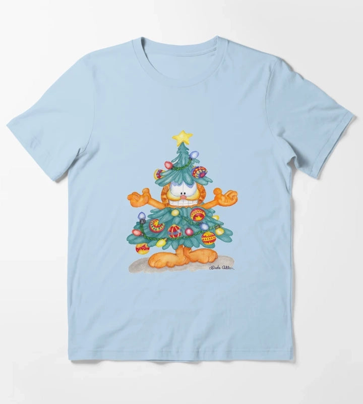 Garfield Christmas Print T-Shirt Sky Blue