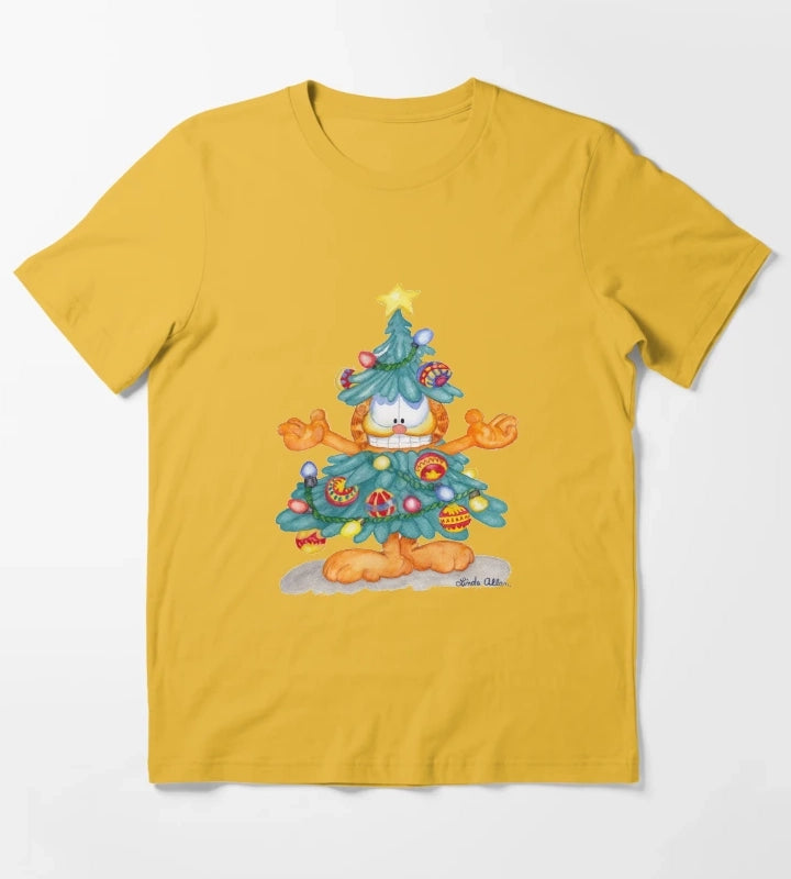 Garfield Christmas Print T-Shirt Yellow