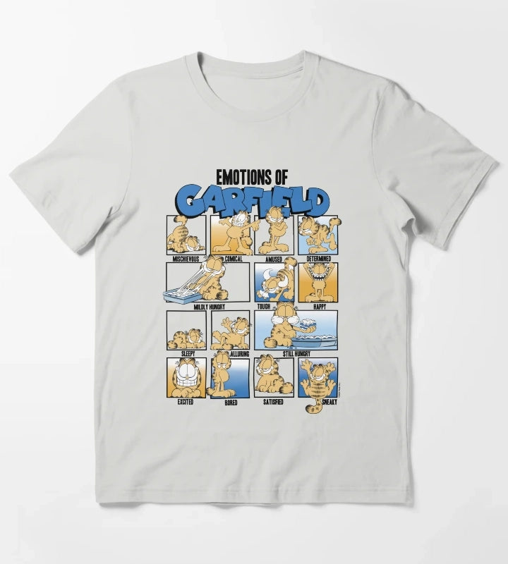 Garfield Emotions Of Garfield Blue Grid T-Shirt Light Grey