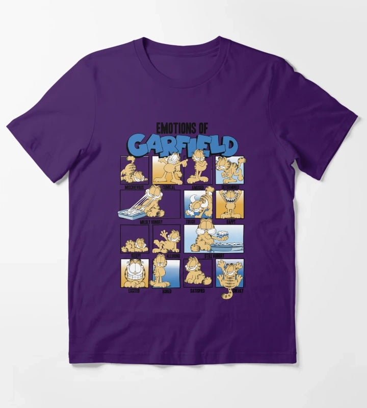 Garfield Emotions Of Garfield Blue Grid T-Shirt Purple