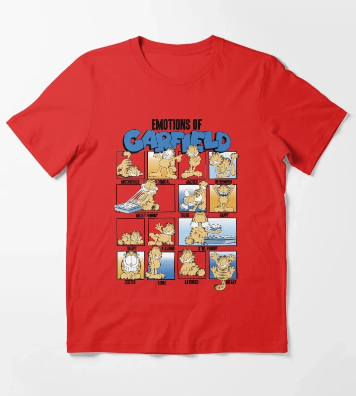 Garfield Emotions Of Garfield Blue Grid T-Shirt Red