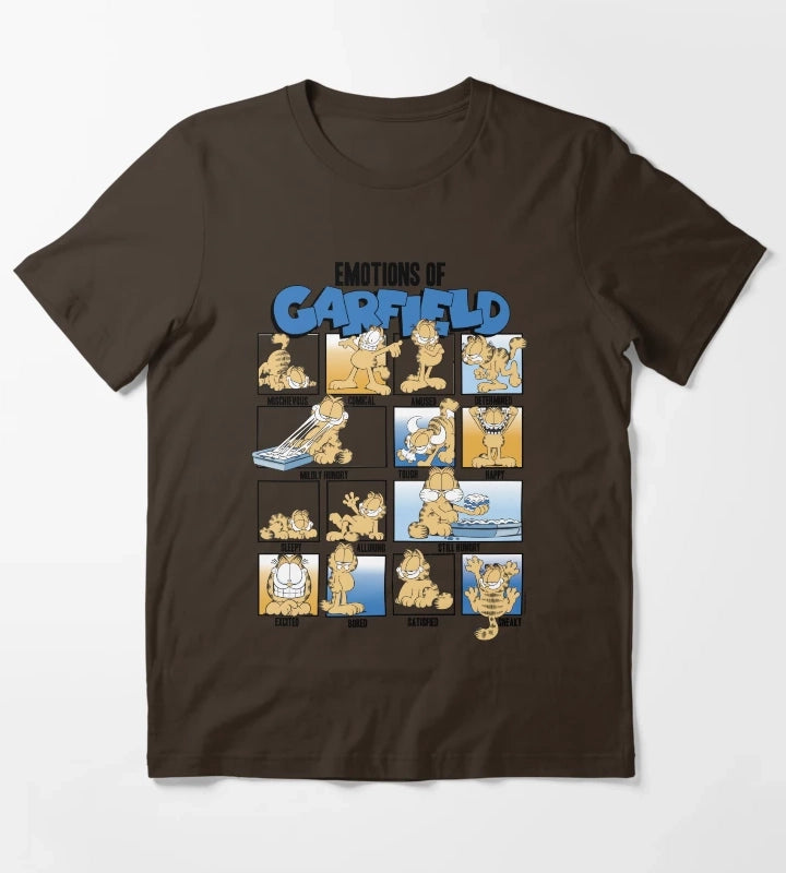 Garfield Emotions Of Garfield Blue Grid T-Shirt Brown