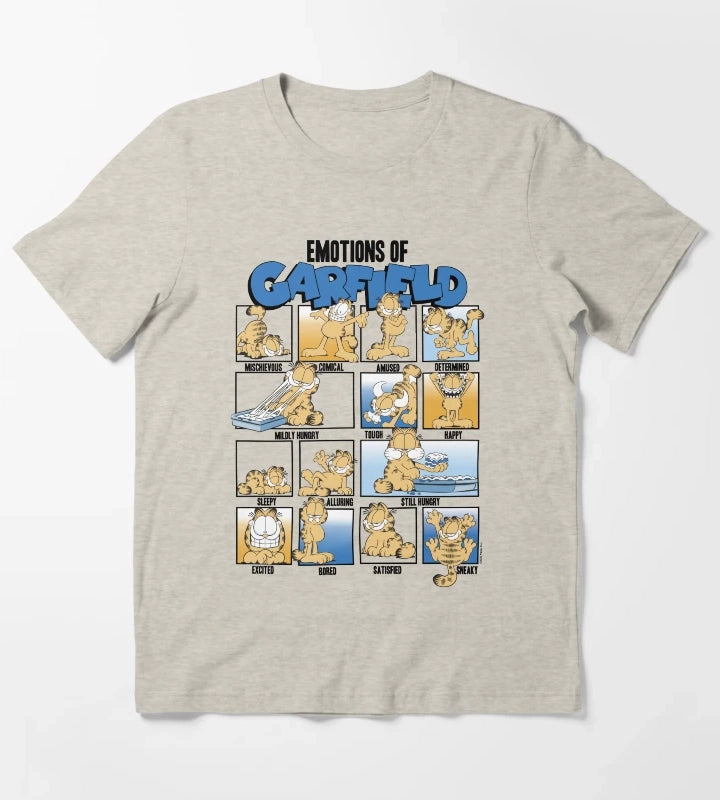 Garfield Emotions Of Garfield Blue Grid T-Shirt Cream