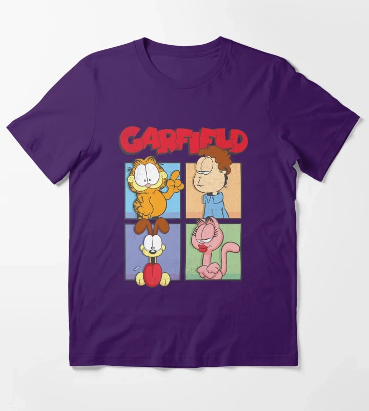 Garfield Group Box Up Poster T-Shirt Purple