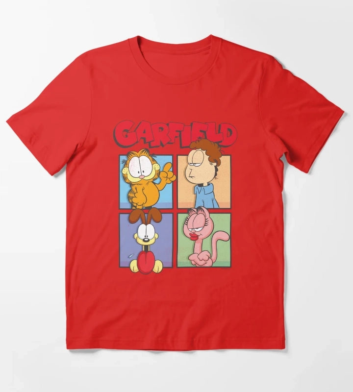 Garfield Group Box Up Poster T-Shirt Red