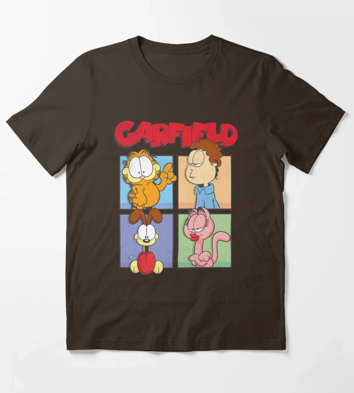Garfield Group Box Up Poster T-Shirt Brown