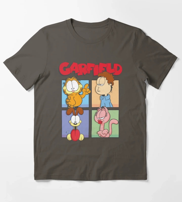 Garfield Group Box Up Poster T-Shirt Dark Grey