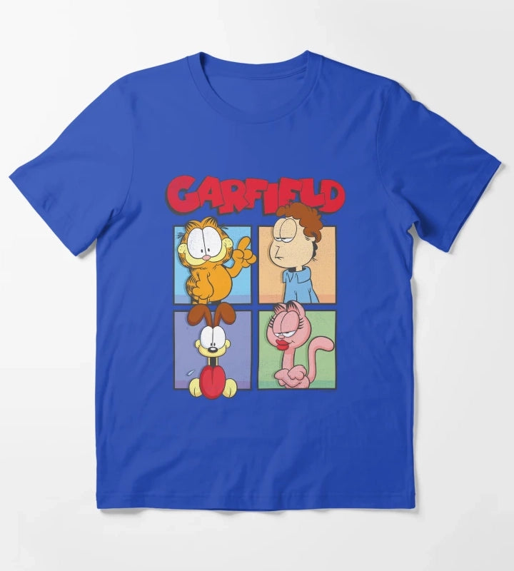 Garfield Group Box Up Poster T-Shirt Blue