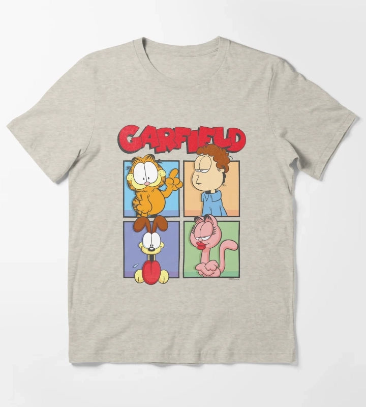 Garfield Group Box Up Poster T-Shirt Cream