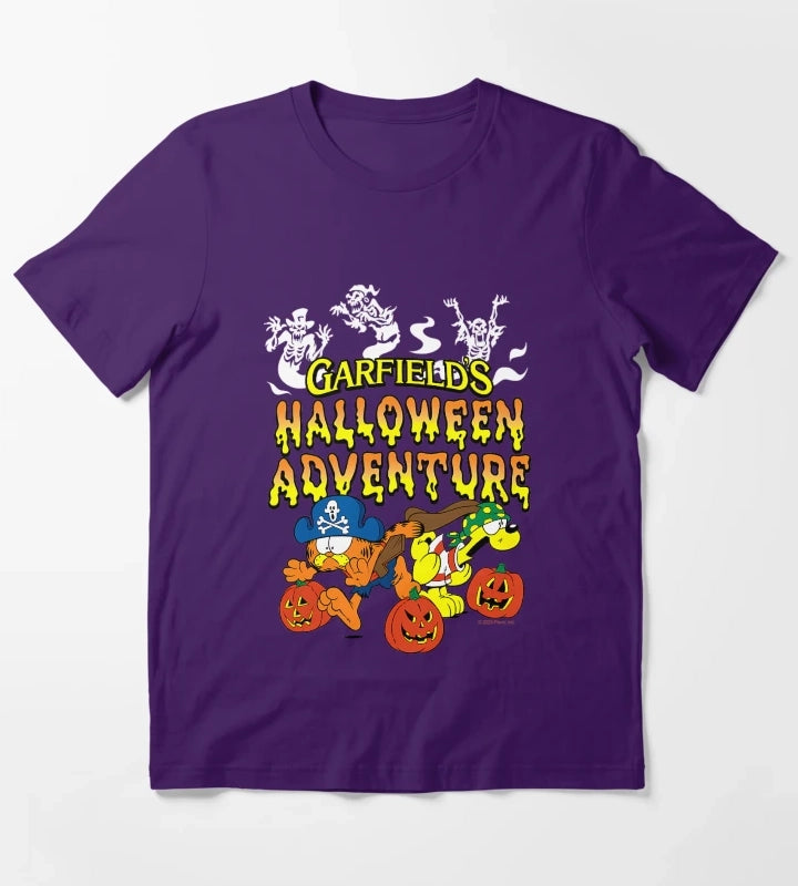 Garfield Halloween Adventure Cartoon Funny Spooky Design T-Shirt Purple