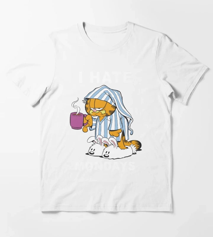 Garfield I Hate Mondays Coffee Garfield T-Shirt White