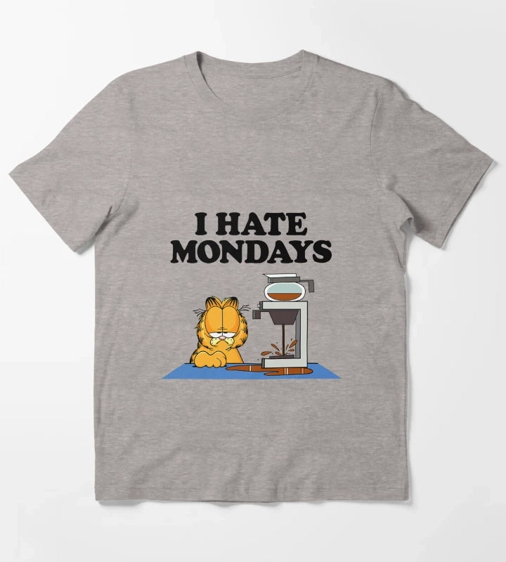 Garfield I Hate Mondays Funny Morning Coffee Humor T-Shirt Heather Grey