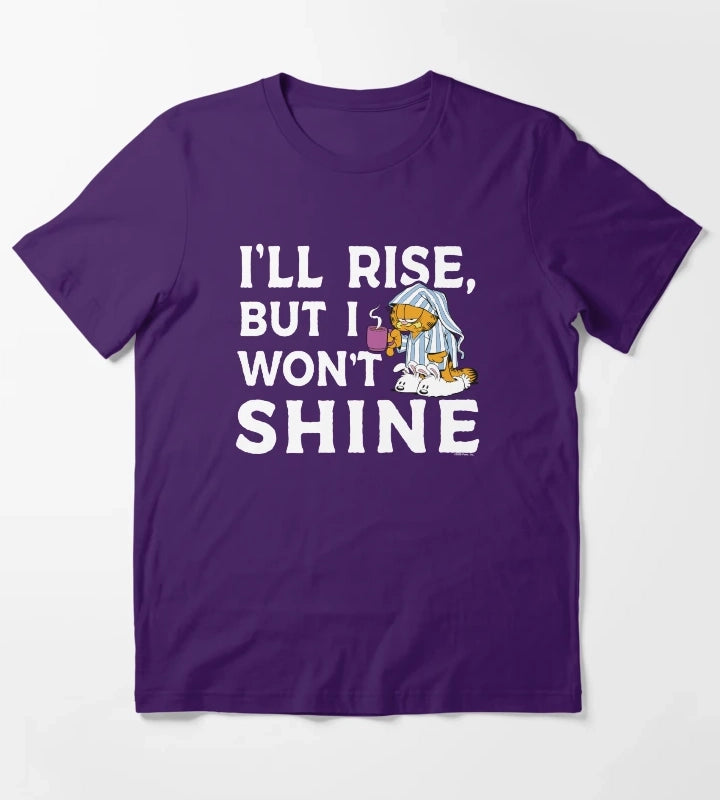 Garfield Ill Rise But I Wont Shine Coffee Garfield T-Shirt Purple