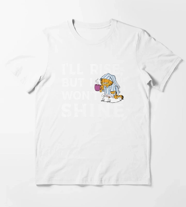 Garfield Ill Rise But I Wont Shine Coffee Garfield T-Shirt White