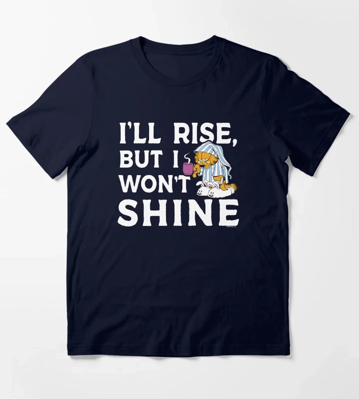 Garfield Ill Rise But I Wont Shine Coffee Garfield T-Shirt Navy