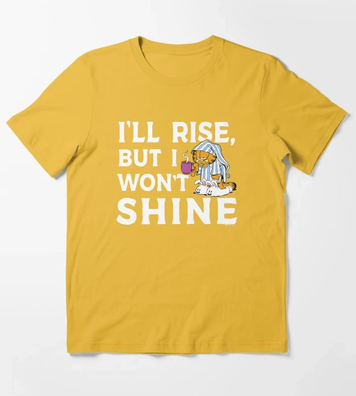 Garfield Ill Rise But I Wont Shine Coffee Garfield T-Shirt Yellow