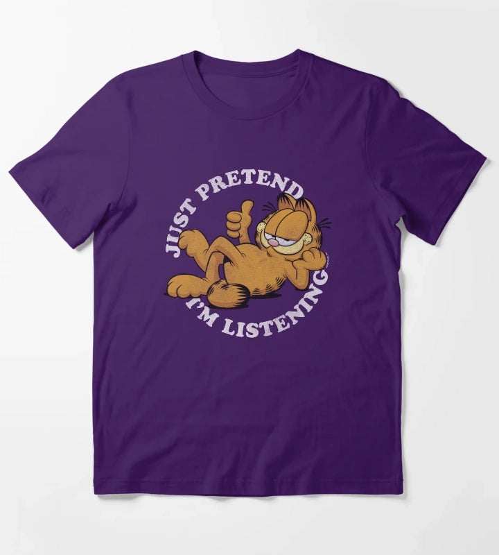 Garfield Just Pretend Im Listening T-Shirt Purple
