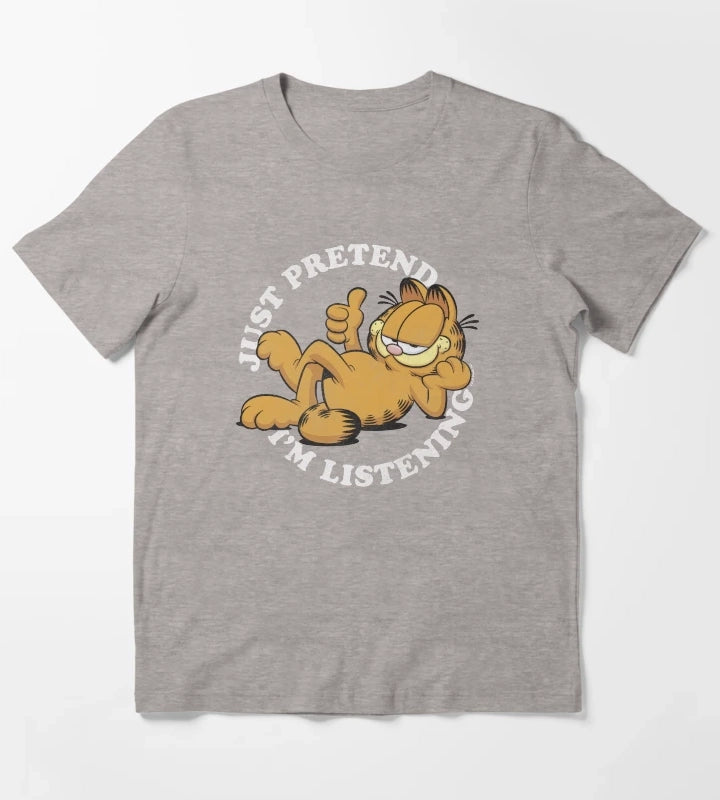 Garfield Just Pretend Im Listening T-Shirt Heather Grey