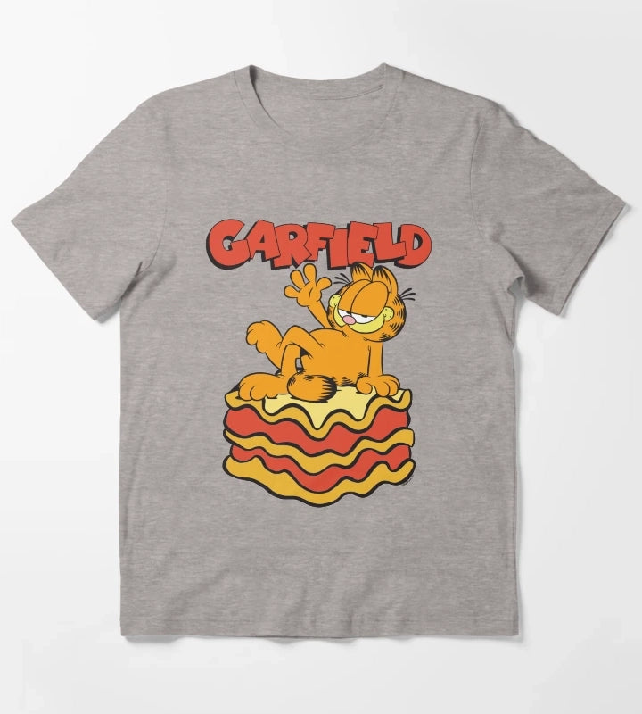 Garfield Lasagna Slice Garfield Pose T-Shirt Heather Grey