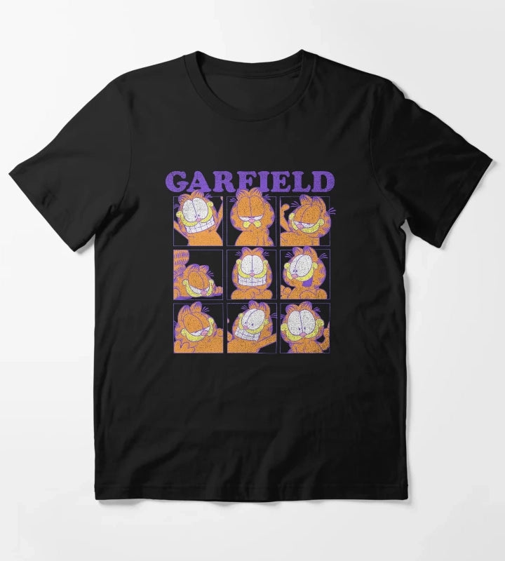 Garfield Many Faces Distressed Grid T-Shirt