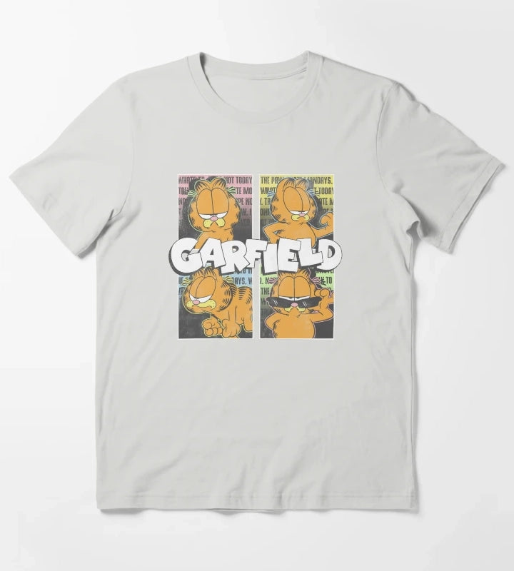 Garfield Many Moods Street Grid T-Shirt Light Grey
