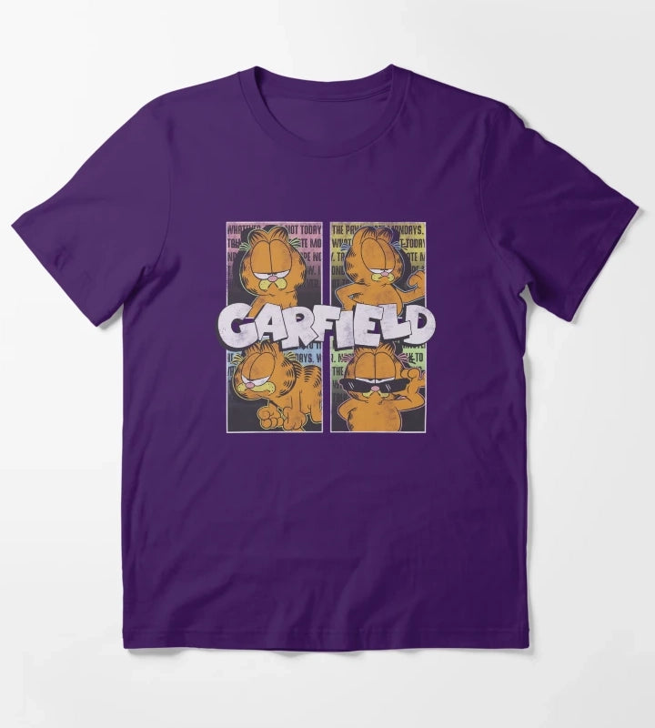 Garfield Many Moods Street Grid T-Shirt Purple
