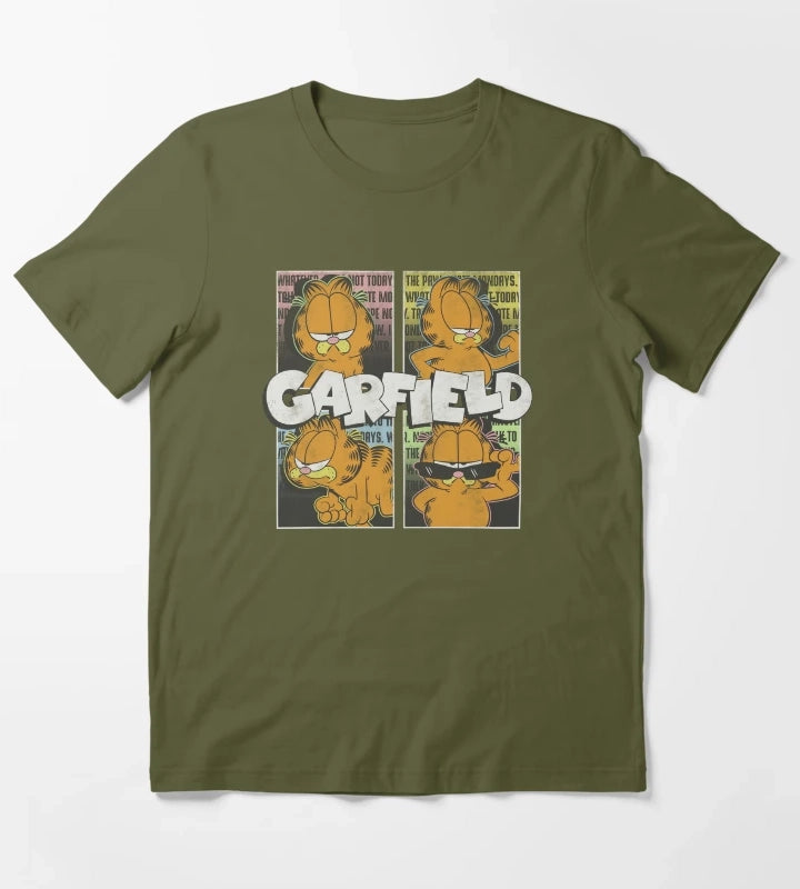 Garfield Many Moods Street Grid T-Shirt Olive Green