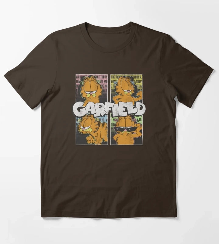 Garfield Many Moods Street Grid T-Shirt Brown